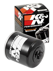 K&N KN-303 oil filter side view highlights compact design for high-flow applications.