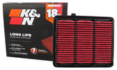 K&N Advantage Plus air filter close-up highlighting 18,000-mile life capability.