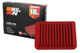 K&N engine air filter shown with 18,000-mile life for extended protection.