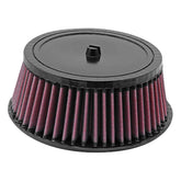 K&N engine air filter with high-flow design for motorcycles improves performance potential.