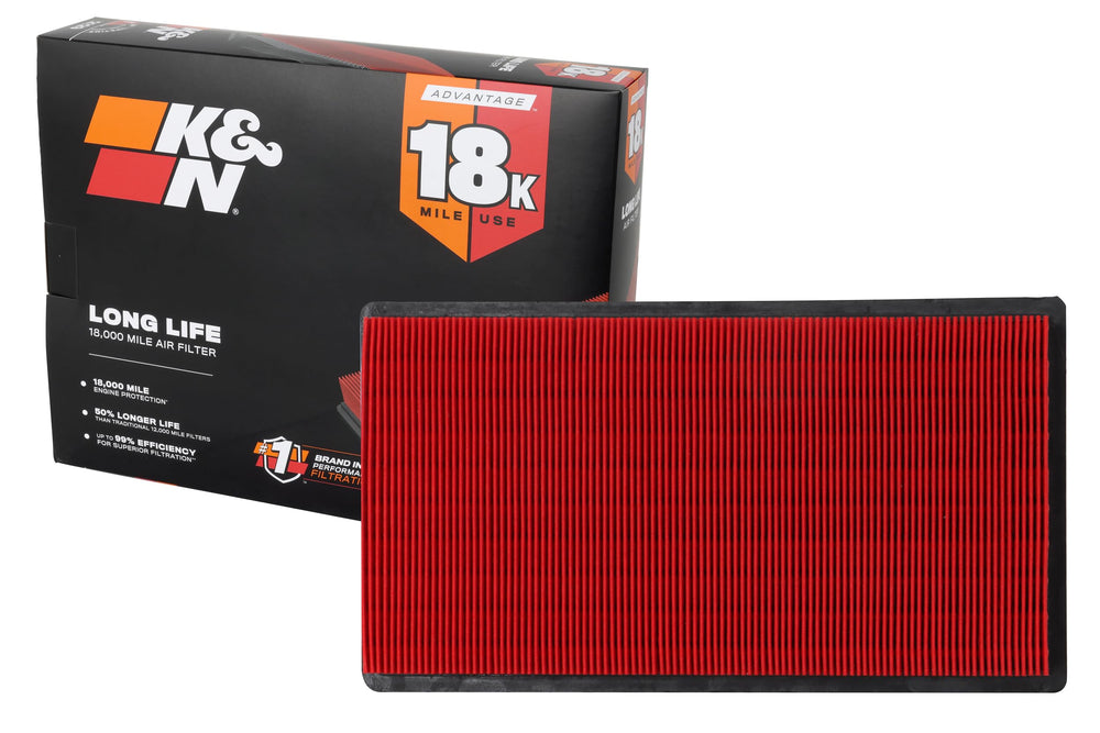 K&N engine air filter long-life 18000 miles enhances protection