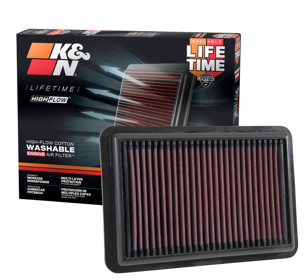 K&N High-Flow 33-5050 ready-for-install in factory air box boosting airflow