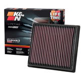 K&N high-flow air filter packaging shows ready-to-install design for Subaru
