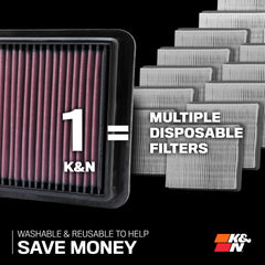 K&N drop-in installation for quick, tool-free upgrade