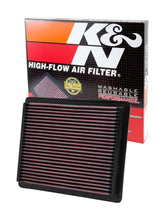 K&N High-Flow air filter close-up highlights premium media for better airflow.