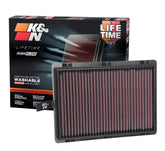 K&N high-flow original lifetime air filter close-up showing premium media for cleaner airflow