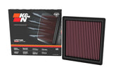 K&N High-Flow air filter front view emphasizes durable build for long-lasting performance.