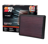 K&N High-Flow filter front view shows rugged build for lasting performance