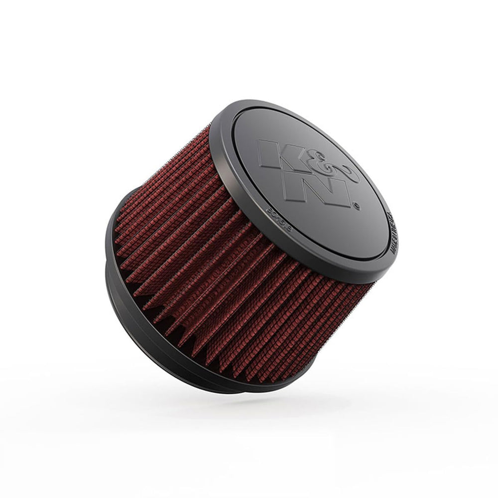 K&N High-Flow round clamp-on air filter for improved airflow and engine performance.