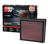 KN Performance diesel high-flow air filter installed in RAM 2500 engine bay improves airflow