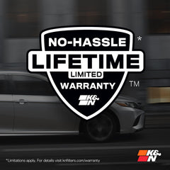 On-road test scene illustrating smoother acceleration with K&N filter.