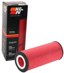 K&N HP-7015 oil filter side view emphasizes durable canister for engine protection