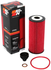 K&N premium oil filter with heavy-duty canister for durable engine protection.