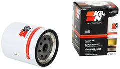 K&N Premium HP-2002 oil filter with wrench-off nut for quick maintenance.