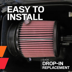 Filter installed in factory air box demonstrates easy fit.