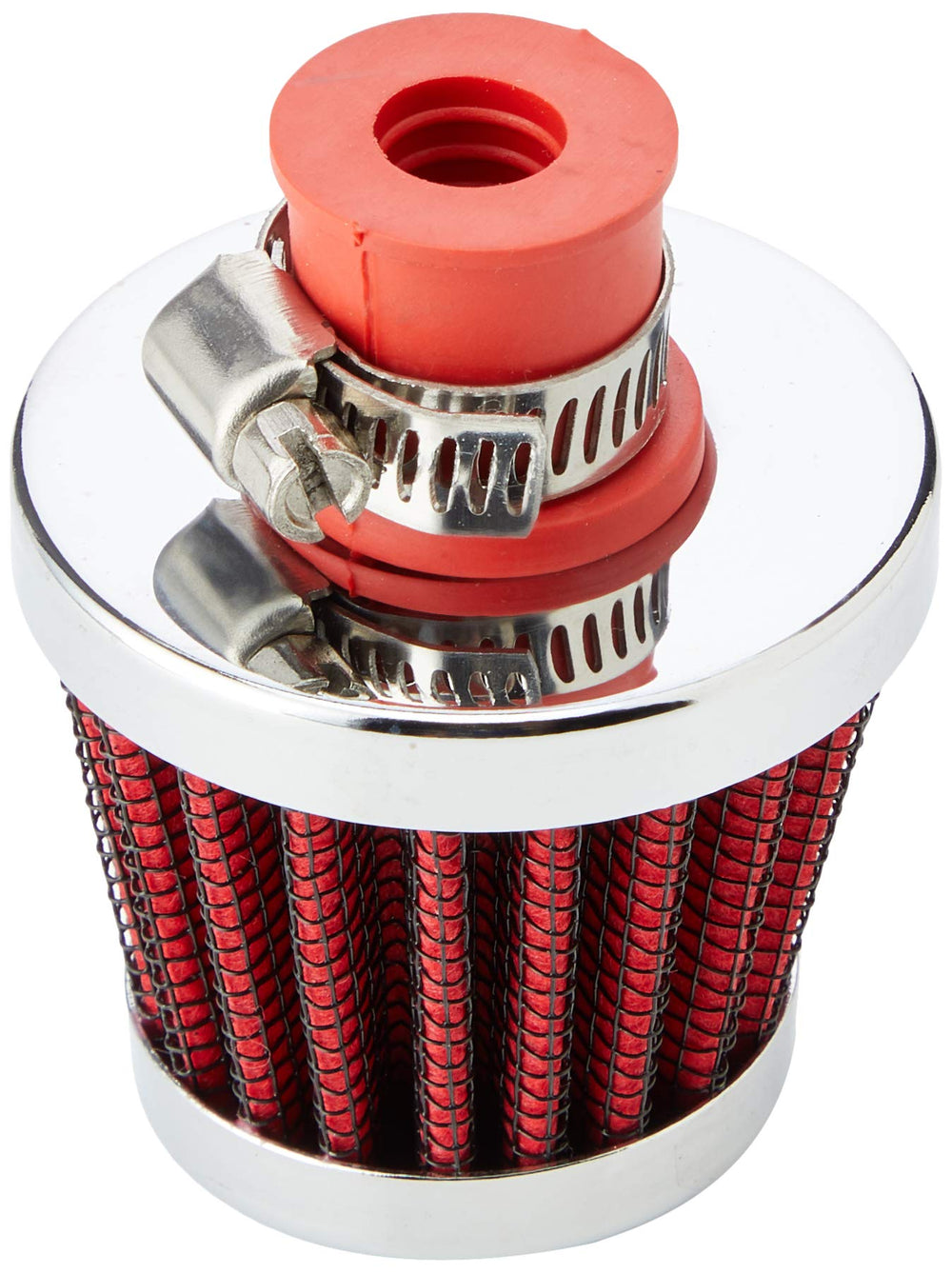 K&N red vent filter in-use demonstrating secure attachment and vibration control