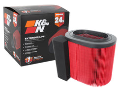 K&N KNF-0644 engine air filter closeup highlighting rugged construction for long life.