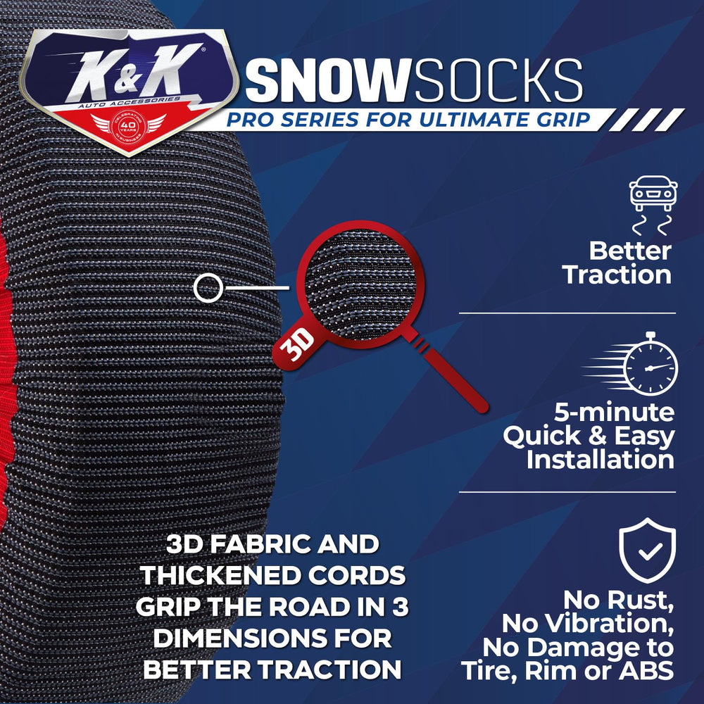 KNK Boutique K&K Pro Snow Socks fabric detail shows durable 3D weave