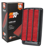 K&N engine air filter packaged for long-life filtration up to 18,000 miles.