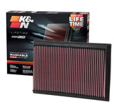 K&N high-flow air filter close-up highlighting layered media for enhanced airflow