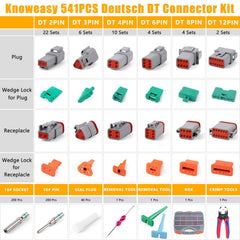 Knoweasy Deutsch DT kit KN16 crimper shown for reliable terminations.