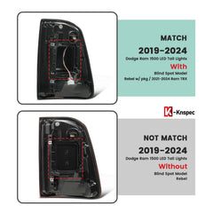 KNSPEC packaging box for Ram 1500 LED tail light