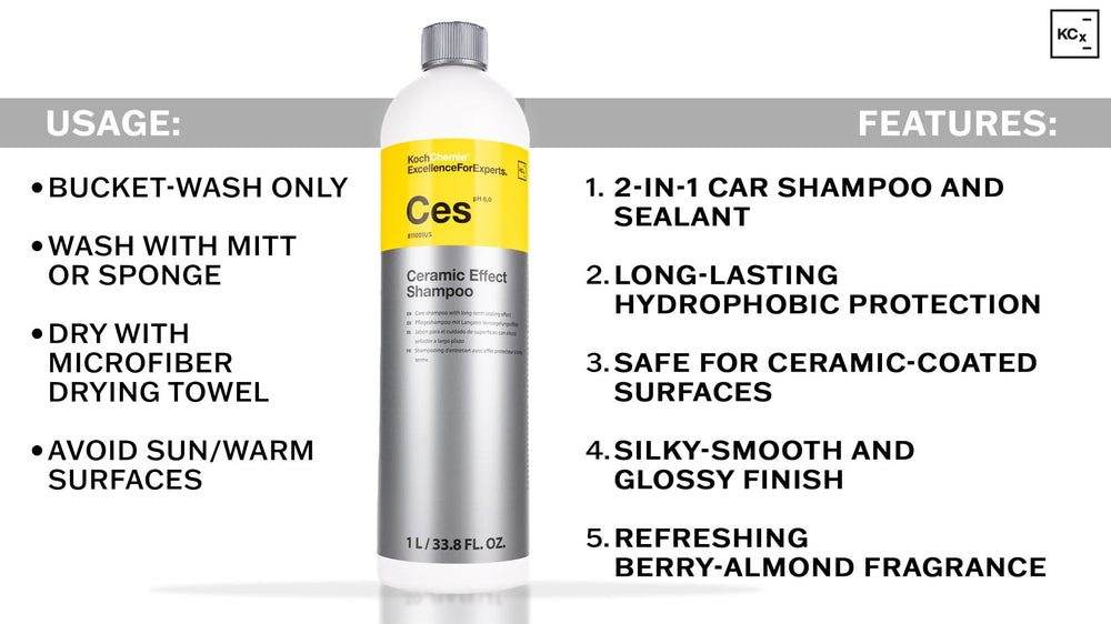 KOCHCHEMIE Ceramic Effect Shampoo foam demonstrates thorough cleaning in a single-step wash