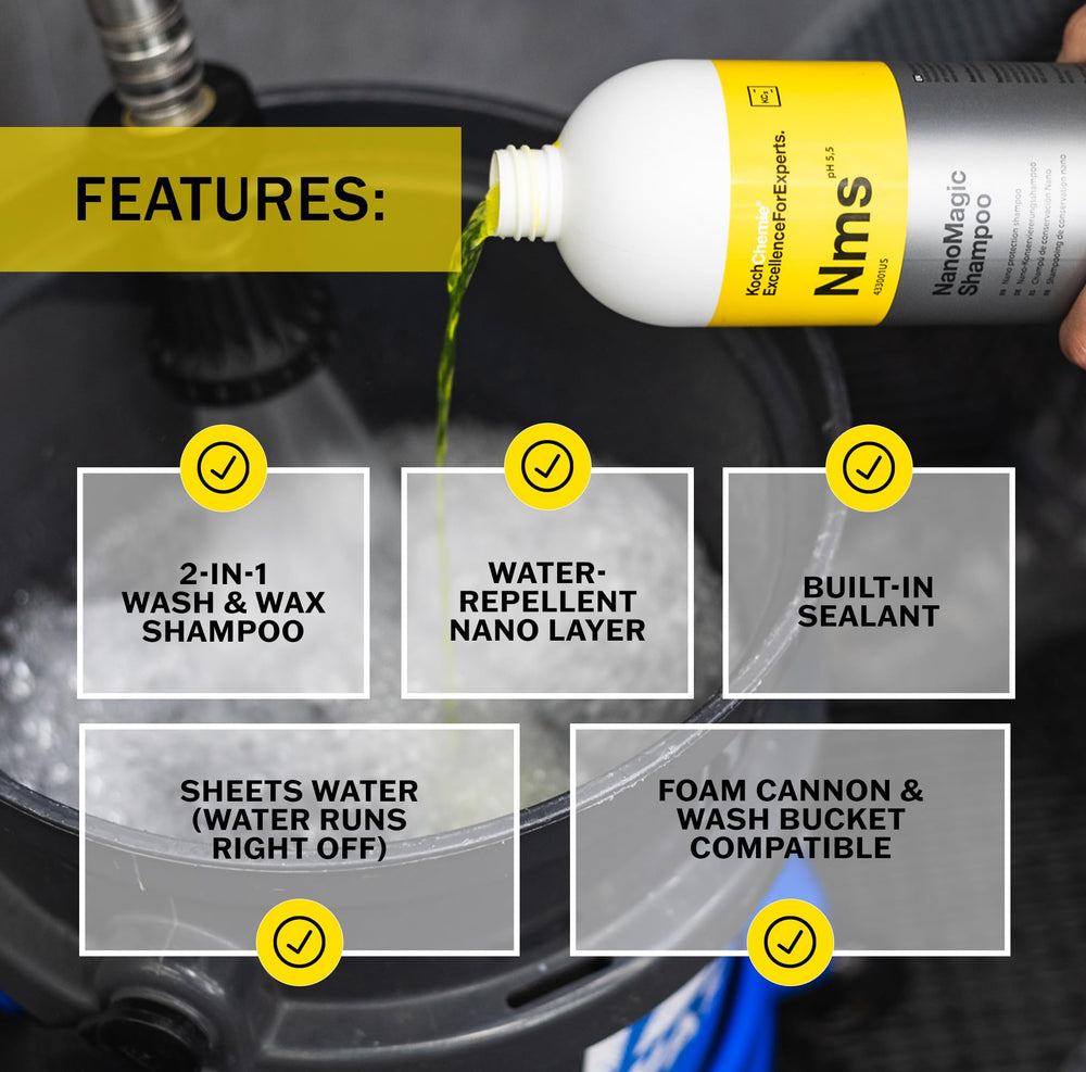 Rich foam from NanoMagic Shampoo for bucket washing.