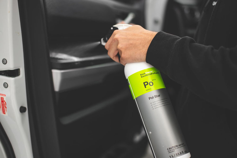 KOCHCHEMIE Pol Star leather and Alcantara care preserves texture while removing grime.