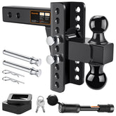 Koerdo adjustable trailer hitch with 2in receiver enables versatile towing.