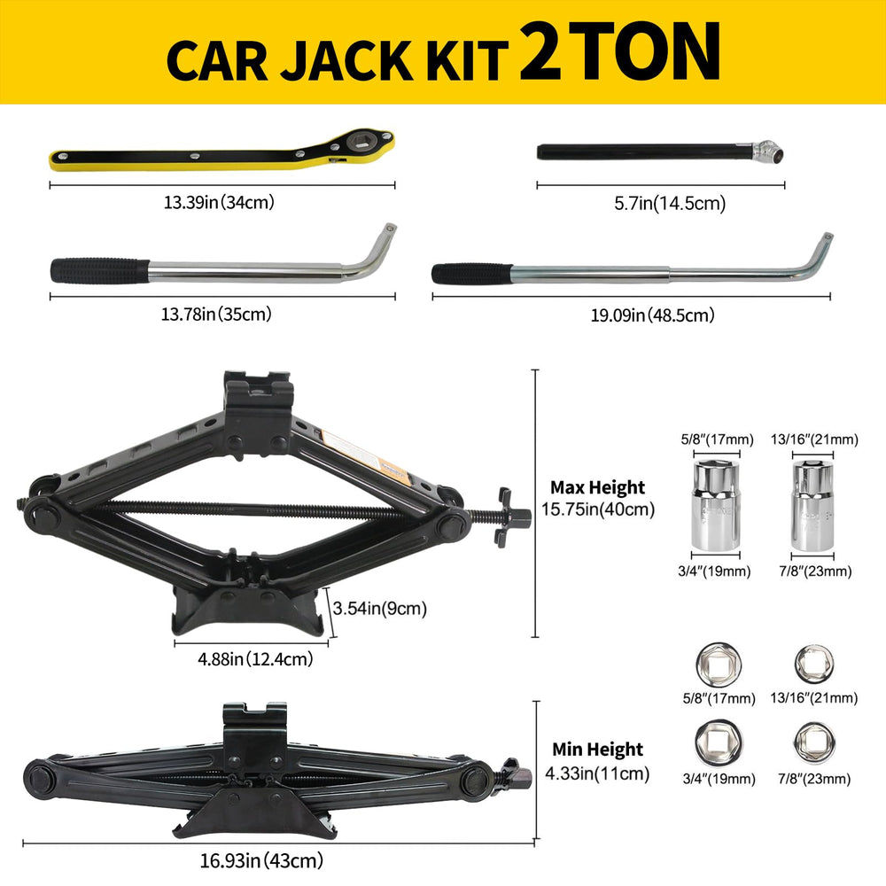 KOERZORE 2-ton jack with adjustable height for low-clearance cars