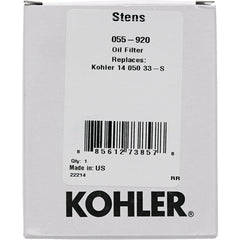 Kohler instruction label close-up shows model compatibility and part number.
