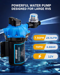 Kohree 12V DC water pump side profile for easy mounting