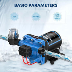 Kohree 12V washdown pump installation setup on RV plumbing