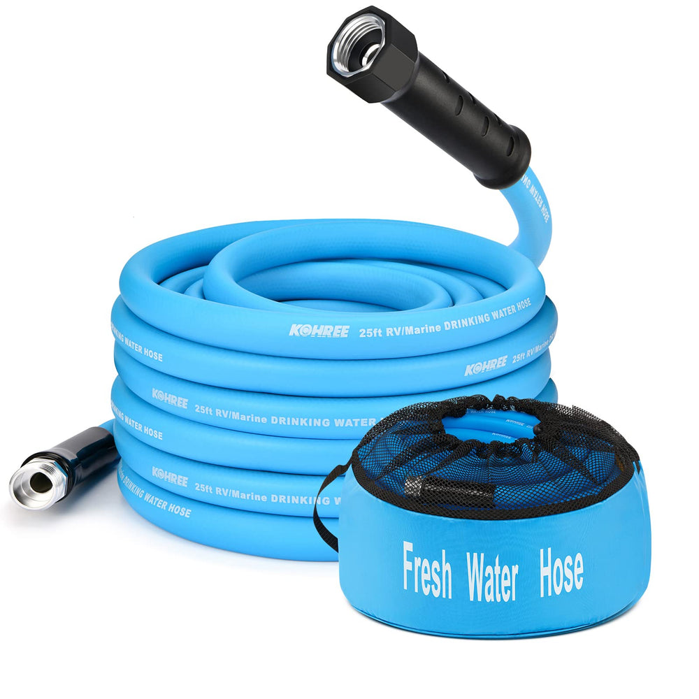 Kohree 25ft RV water hose with storage bag for easy packing on trips