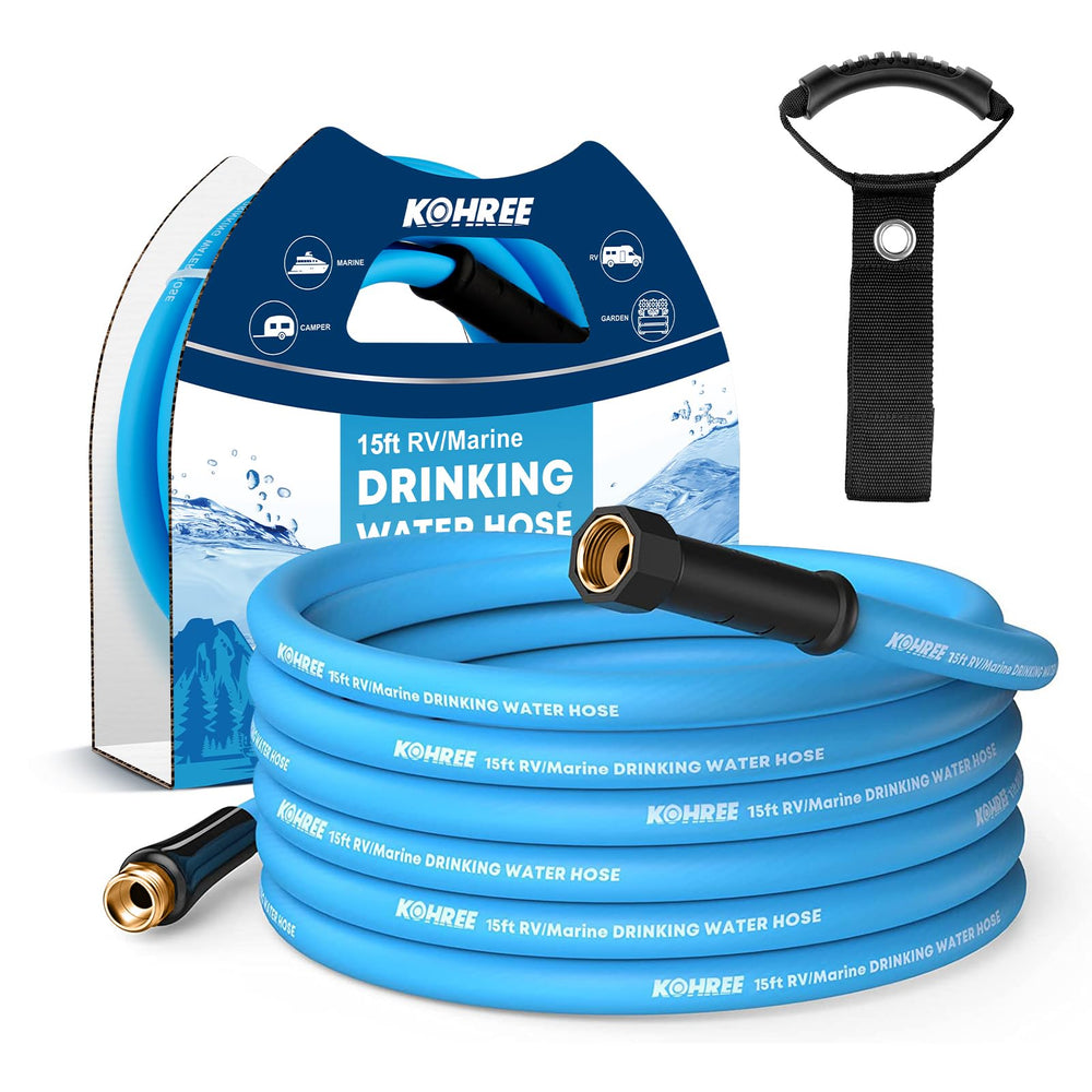 Kohree 35ft RV water hose with storage bag for organized campsites.