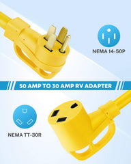 Kohree RV adapter with ergonomic grip handles on both ends for easy removal.