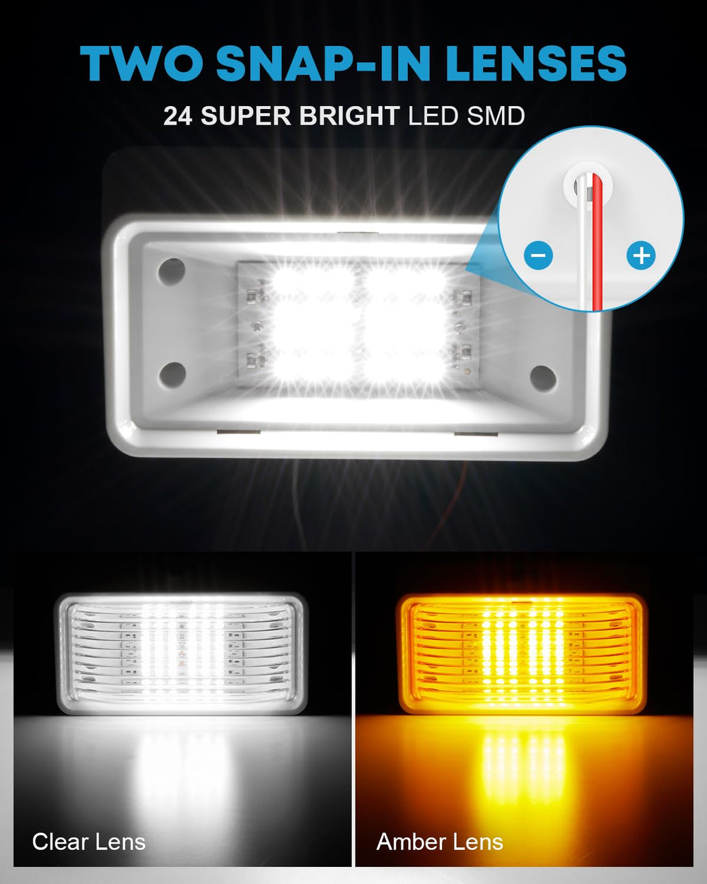 Kohree amber lens option for RV porch lighting and reduced glare.