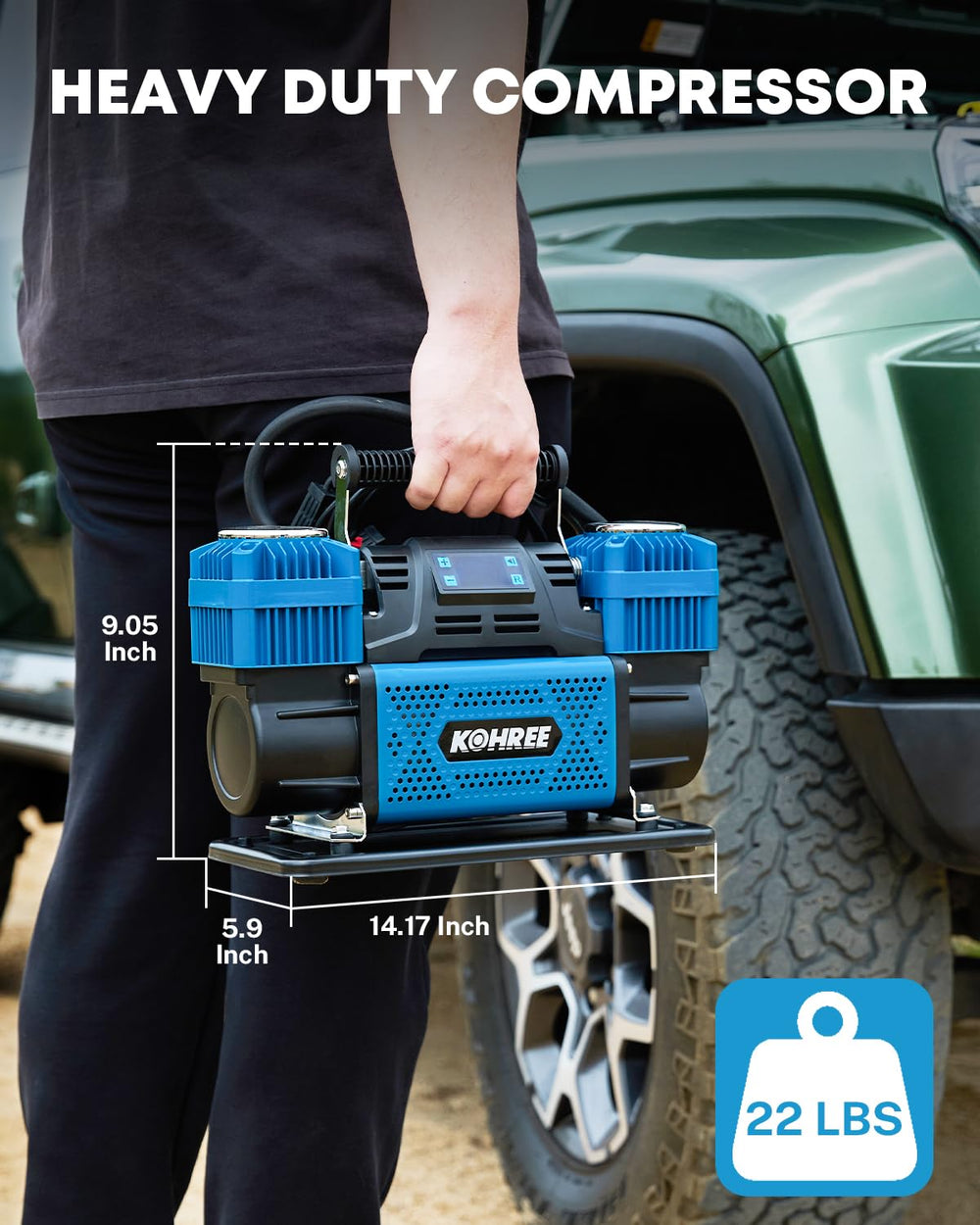 Kohree complete inflation kit with long hose and adapters ready for travel.