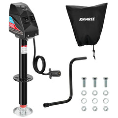 Kohree electric trailer jack assembly demonstrates quick setup and stable hitching.
