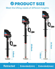Kohree electric trailer jack reaches max height for higher ground clearance.