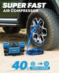 Kohree fast tire inflation helps off-road trucks and RVs recover air quickly.