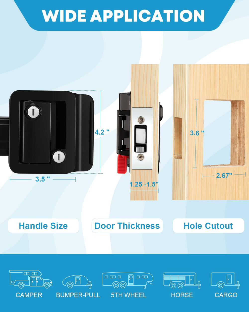 Kohree IPX3 waterproof RV door lock withstands outdoor use.