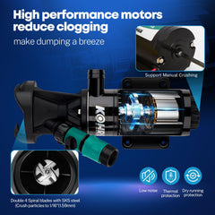 Kohree macerator pump SK5 spiral blades reduce debris to prevent clogs.