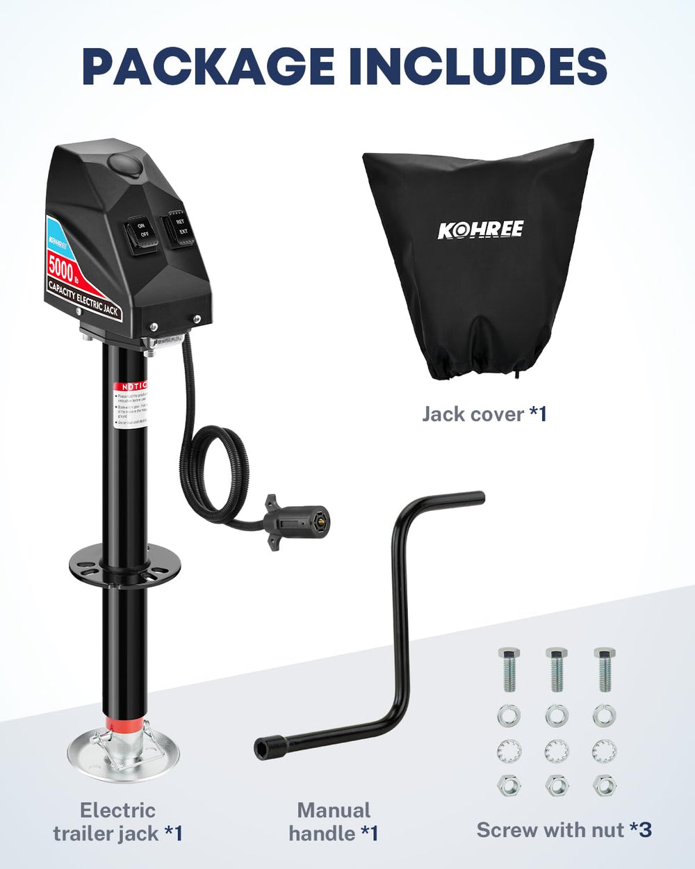 Kohree manual crank handle included for optional manual operation.