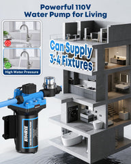 Kohree pump with rubber mount reduces vibration for quiet operation.
