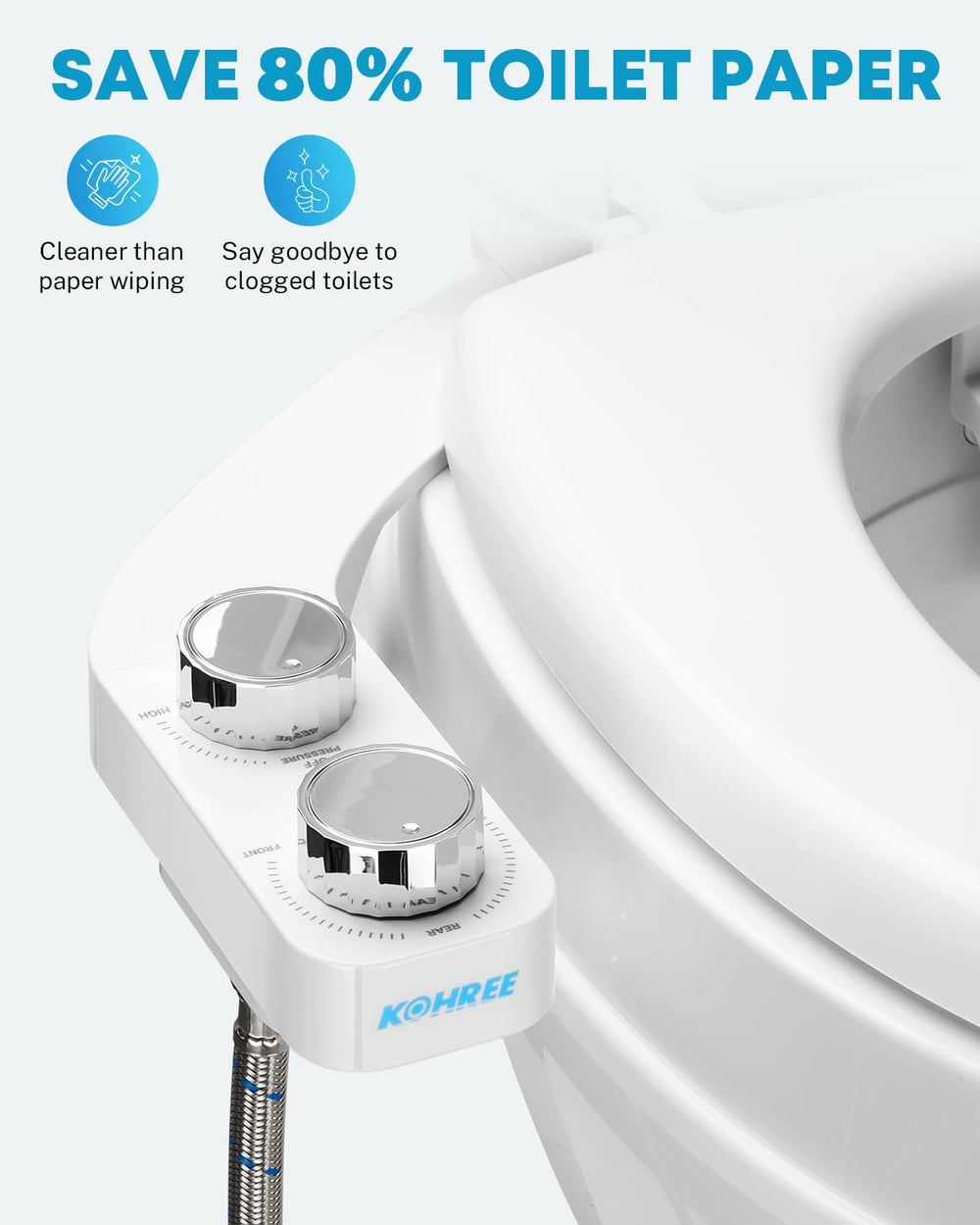 Kohree RV bidet brass T-adapter ensures durable water connections.