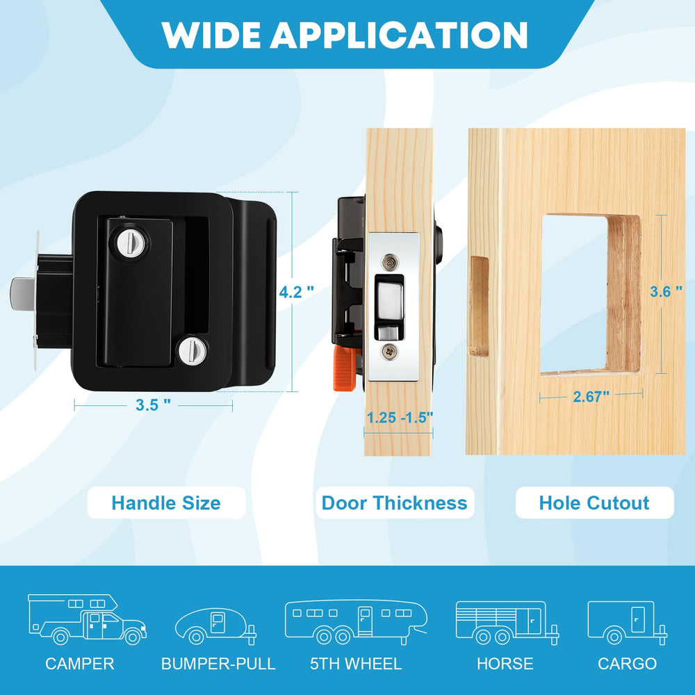 Kohree RV door lock installation kit with screws and plates.
