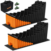 Kohree RV Leveling Blocks curve levelers stabilizing a trailer on uneven ground