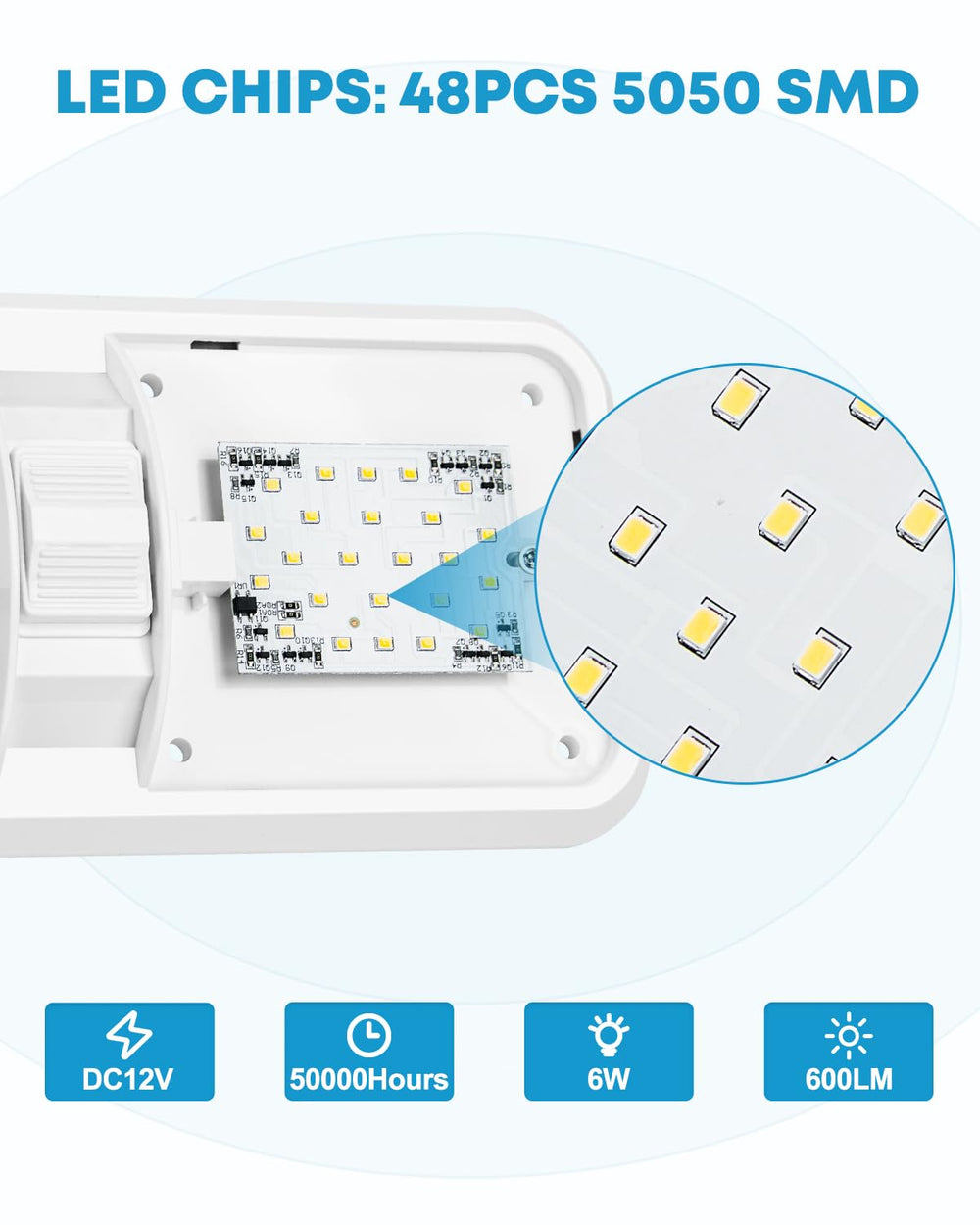 Kohree RV Lights built-in on/off switch allows flexible lighting in RV spaces.
